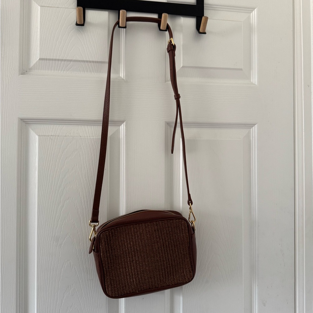 Quince Italian Leather & Raffia Crossbody - Picture 8 of 11
